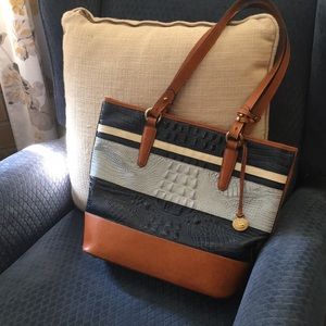 Brahmin croc  stripe tote